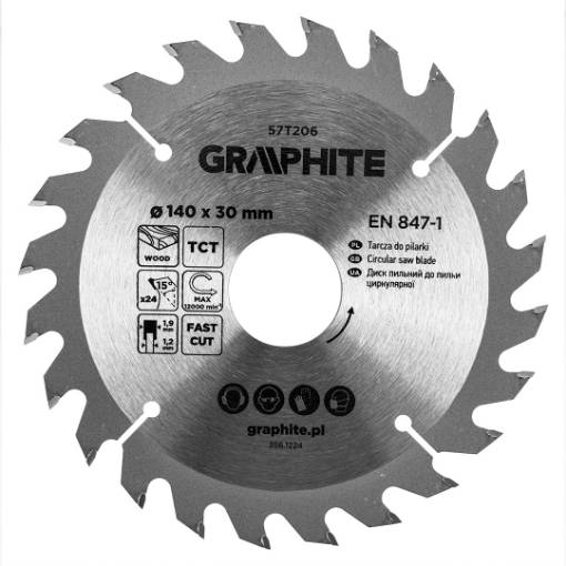 Saw blade, widia, 140 x 30 mm, 24 teeth