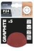 Velcro-backed sanding discs 125 mm, P24, 5 pcs, with 8 holes