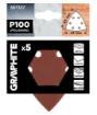 Sanding paper, velcro, iron 93 x 93 mm, P100, 5 pcs, with 6 holes