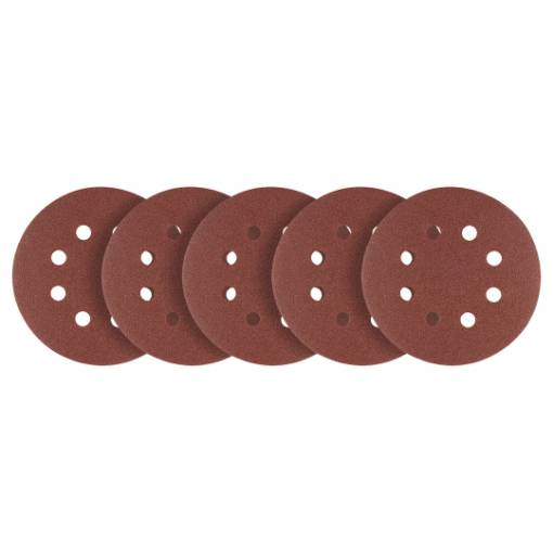 Velcro-backed sanding discs 125 mm, P36, 5 pcs, with 8 holes
