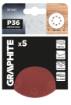 Velcro-backed sanding discs 125 mm, P36, 5 pcs, with 8 holes
