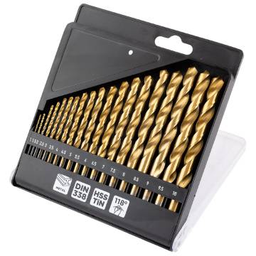 HSS TiN metal drill, 1 - 10 mm, set 19 pcs