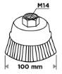 Cup wire brush 100 mm, crimped steel wire, M14