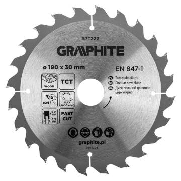 Saw blade, widia, 190 x 30 mm, 24 teeth