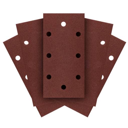 Sanding paper, velcro  93 x 185 mm, P150, 5 pcs. with 8 holes