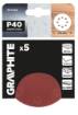 Velcro-backed sanding discs 125 mm, P40, 5 pcs, with 8 holes