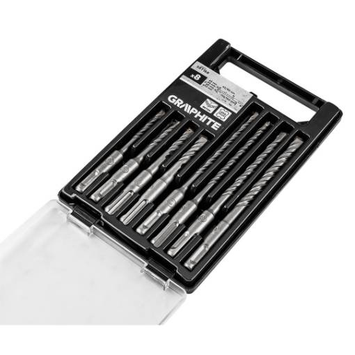 SDS Plus concrete drill bit set with double helix 5, 6, 8, 10 x 110 mm, 5, 6, 8, 10 x 160 mm