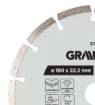 Segmented diamond cutting disc, 180 x 22.2 mm, dry and wet