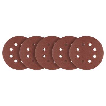 Velcro-backed sanding discs 125 mm, P180, 5 pcs, with 8 holes