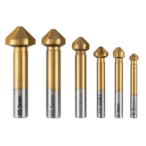TiN bevelled countersink drills, 6.3 - 20.5 mm, set 6 pcs