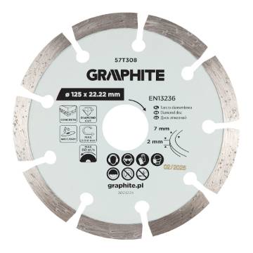 Segmented diamond cutting disc, 125 x 22.2 mm, dry and wet