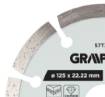 Segmented diamond cutting disc, 125 x 22.2 mm, dry and wet