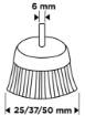Wire brushes, crimped wire, brass-plated, 25, 37, 50 mm, 3 pcs., shank 6 mm