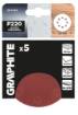 Velcro-backed sanding discs 125 mm, P220, 5 pcs, with 8 holes