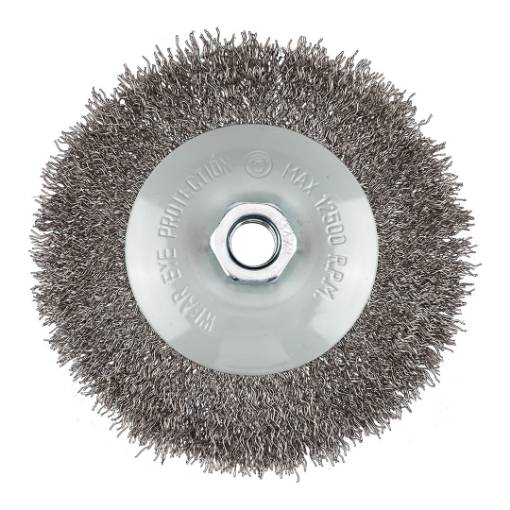 Wire wheel brush 125 mm, crimped wire, steel, M14