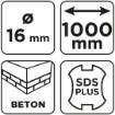 SDS Plus concrete drill bit with double helix 16 x 1000 mm