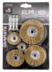 Wire wheel brushes, crimped wire, brass-plated, 25, 38, 50, 63, 75 mm, 5 pcs.