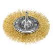 Wire wheel brush 100 mm, crimped wire, brass-plated, with 6 mm shank