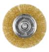Wire wheel brush 100 mm, crimped wire, brass-plated, with 6 mm shank