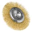 Wire wheel brush 100 mm, crimped wire, brass-plated, with 6 mm shank