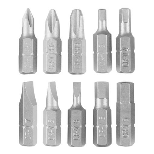 Bit set SL3/5/7, PH1/2/3, H3/4/5/6 x 25 mm, 10 pcs.