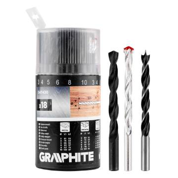 Set of drill bits for metal, wood, brick: 3, 4, 5, 6, 8, 10 mm, 18 pcs
