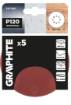 Velcro-backed sanding discs 150 mm, P120, 5 pcs, with 8 holes