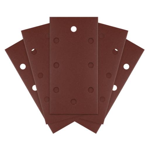 Sanding paper, velcro  93 x 185 mm, P240, 5 pcs. with 8 holes