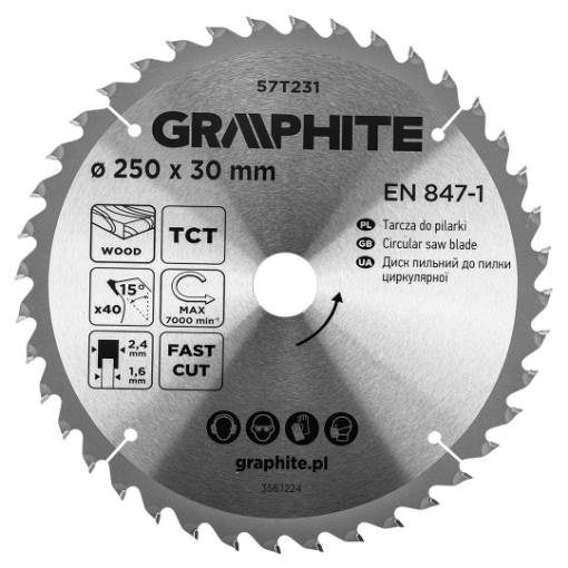 Saw blade, widia, 250 x 30 mm, 40 teeth