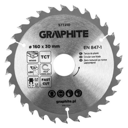 Saw blade, widia, 160 x 30 mm, 30 teeth