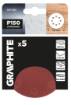 Velcro-backed sanding discs 125 mm, P150, 5 pcs, with 8 holes