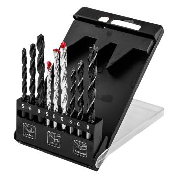 Set of drill bits for metal, wood, brick: 5, 6, 8 mm, 9 pcs