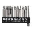 Bit set SL4/6/8, PH1/2/3, PZ1/2/3 x 50 mm, with 60 mm magnetic holder, 10 pcs.