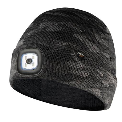 Cap with LED flashlight, double-layer, CAMO URBAN