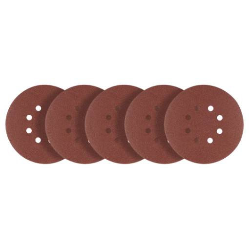 Velcro-backed sanding discs 150 mm, P80, 5 pcs, with 8 holes