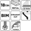 Blade for reciprocating saw, BIM, 152 x 19 x 0.9 mm, 18 TPI