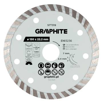 Turbo cutting diamond disc, 150 x 22.22 mm, dry