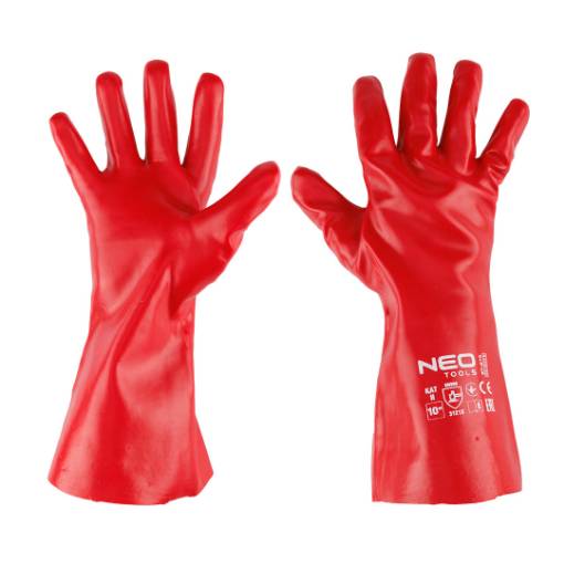 Long safety gloves, PVC coated, 3121X, size 10