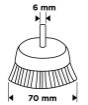 Cup wire brush 70 mm, crimped steel wire, with 6 mm shank