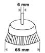 Front-mounted nylon brush 65 mm, with 6 mm shank