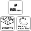 Front-mounted nylon brush 65 mm, with 6 mm shank