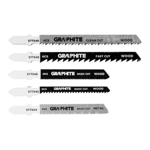 Jigsaw blade set, 6 TPI, 10 TPI, 12 TPI, 20 TPI, HCS, T-handle, 5 pcs