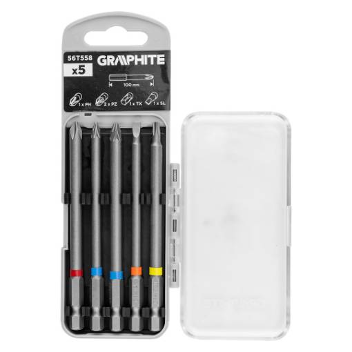 Bit set SL4, PH2, PZ1/2, TX20 x 100 mm, 5 pcs.