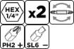Reversible bits PH2 x SL6 50 mm, 2 pcs
