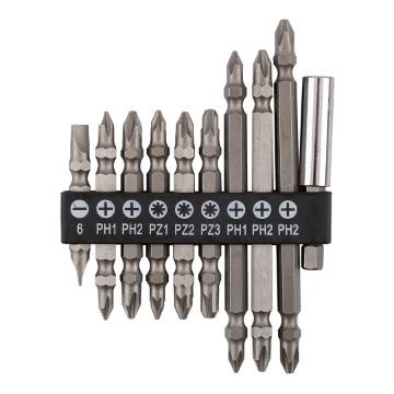 Set of reversible bits SL6, PH1x2, PH2x3, PZ1/2/3, with magnetic holder 60 mm, 10 pcs.