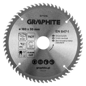 Saw blade, widia, 180 x 30 mm, 60 teeth