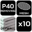Velcro-backed sanding grid, 225 mm, K40, for sander 59G260, 59G264, 59G265,10 pcs.