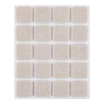 Self-adhesive felt pads, light brown 20x20 mm, 20 pcs.