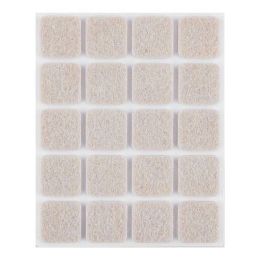 Self-adhesive felt pads, light brown 20x20 mm, 20 pcs.