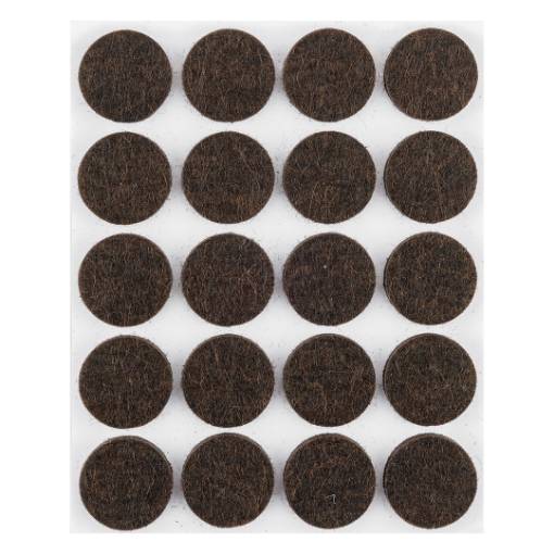Self-adhesive round felt pads, dark brown 20mm, 20 pcs.